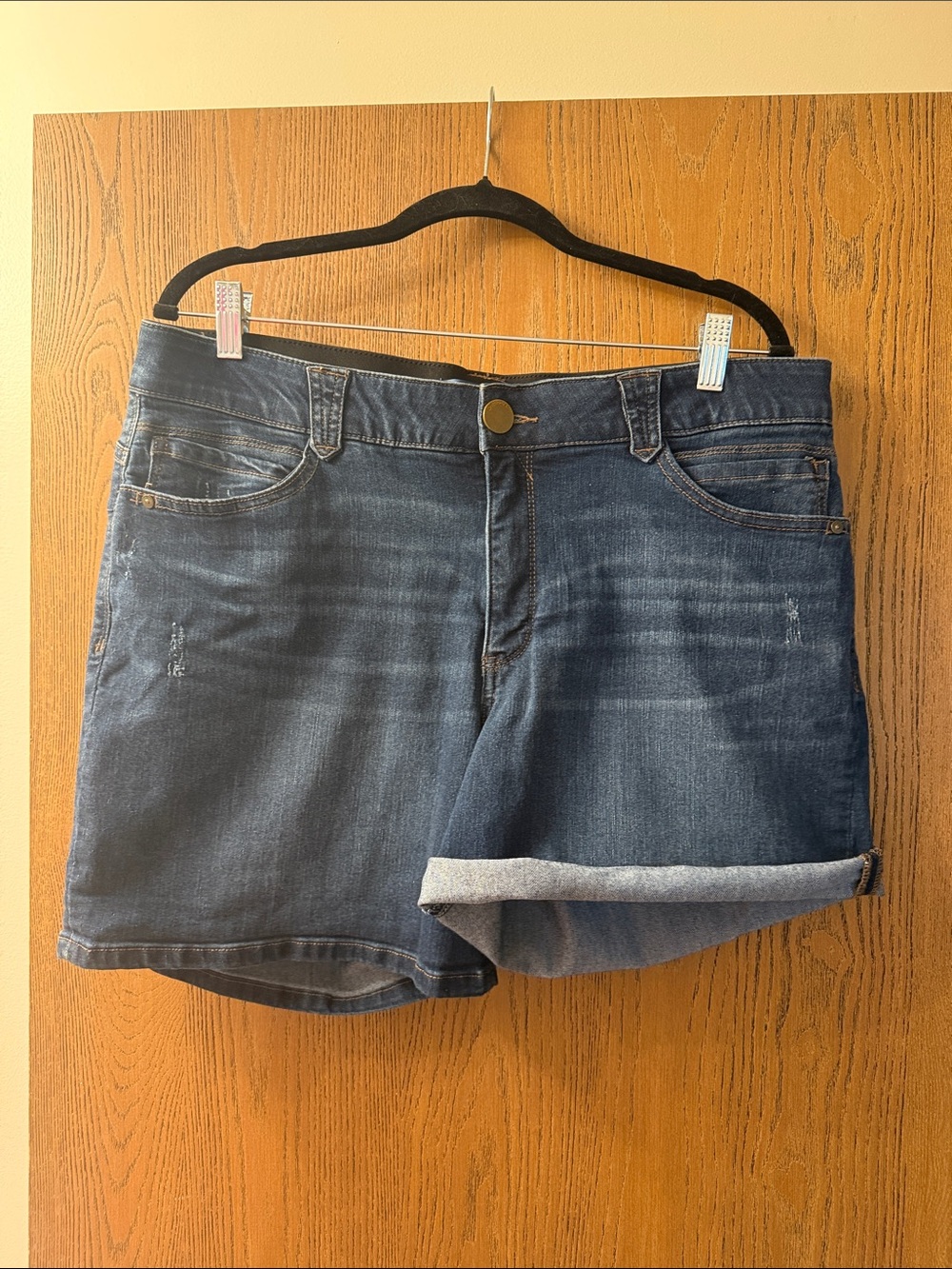 Democracy Dark Blue Rolled Hem Denim Shorts